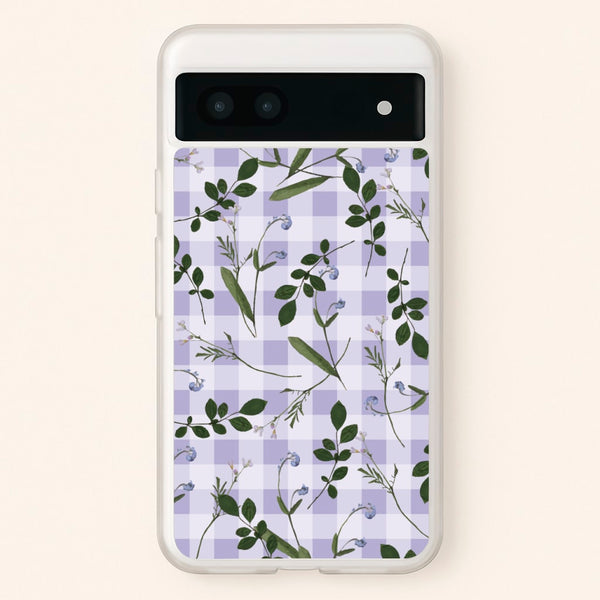 Checkered Pressed Flowers Pattern  - Floral Phone Case for Google Pixel 7a