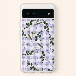 Checkered Pressed Flowers Pattern  - Floral Phone Case for Google Pixel 6a