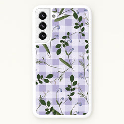 Checkered Pressed Flowers Pattern  - Floral Phone Case for Galaxy S22 Plus