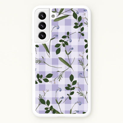 Checkered Pressed Flowers Pattern  - Floral Phone Case for Galaxy S22 Plus