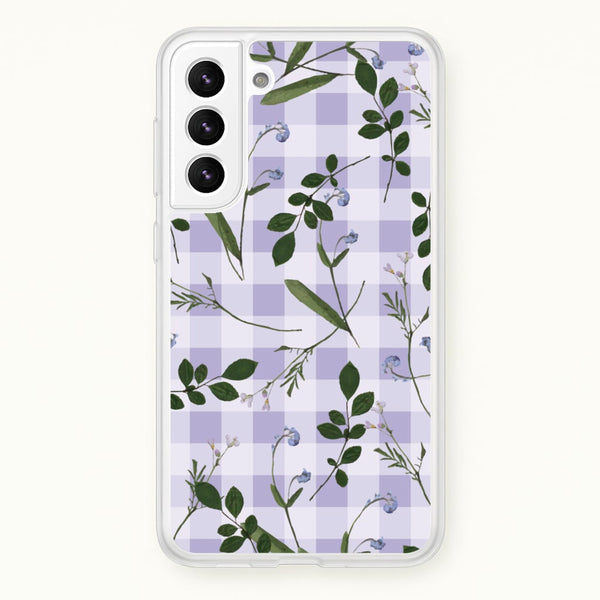 Checkered Pressed Flowers Pattern  - Floral Phone Case for Galaxy S22
