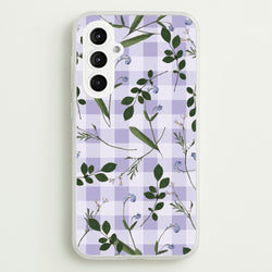 Checkered Pressed Flowers Pattern  - Floral Phone Case for Galaxy S23FE