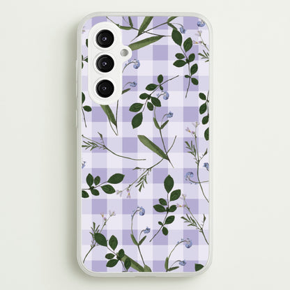 Checkered Pressed Flowers Pattern  - Floral Phone Case for Galaxy S23FE