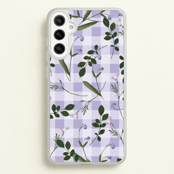 Checkered Pressed Flowers Pattern  - Floral Phone Case for Galaxy A34