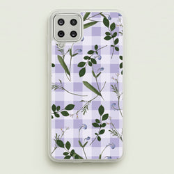 Checkered Pressed Flowers Pattern  - Floral Phone Case for Galaxy A12