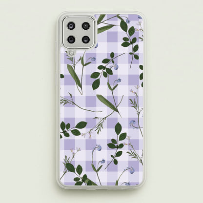 Checkered Pressed Flowers Pattern  - Floral Phone Case for Galaxy A12