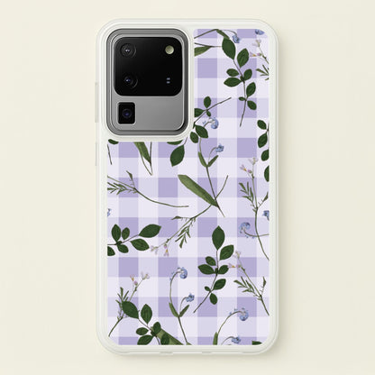 Checkered Pressed Flowers Pattern  - Floral Phone Case for Galaxy S20 Ultra