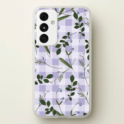 Checkered Pressed Flowers Pattern  - Floral Phone Case for Galaxy A15