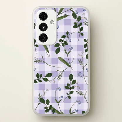 Checkered Pressed Flowers Pattern  - Floral Phone Case for Galaxy A15