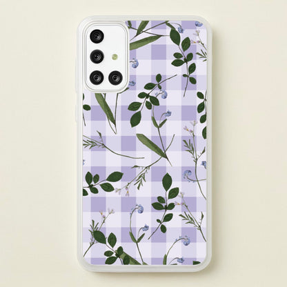Checkered Pressed Flowers Pattern  - Floral Phone Case for Galaxy A71