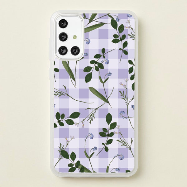 Checkered Pressed Flowers Pattern  - Floral Phone Case for Galaxy A71