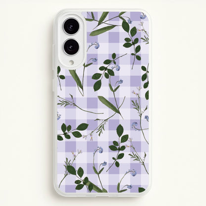 Checkered Pressed Flowers Pattern  - Floral Phone Case for Galaxy S25 Edge