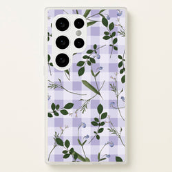 Checkered Pressed Flowers Pattern  - Floral Phone Case for Galaxy S24 Ultra