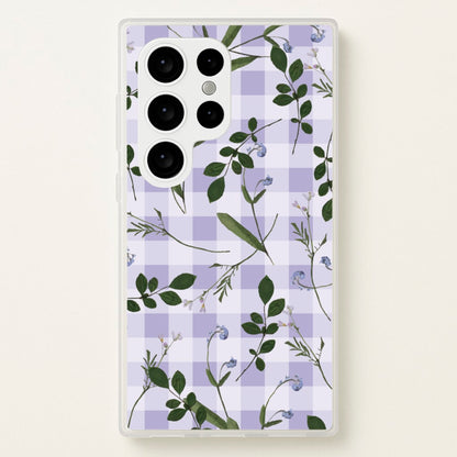 Checkered Pressed Flowers Pattern  - Floral Phone Case for Galaxy S24 Ultra