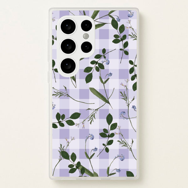 Checkered Pressed Flowers Pattern  - Floral Phone Case for Galaxy S24 Ultra