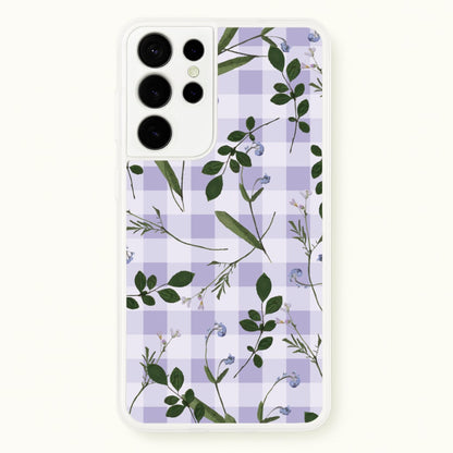 Checkered Pressed Flowers Pattern  - Floral Phone Case for Galaxy S21 Ultra