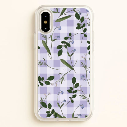 Checkered Pressed Flowers Pattern  - Floral Phone Case for iPhone X / XS