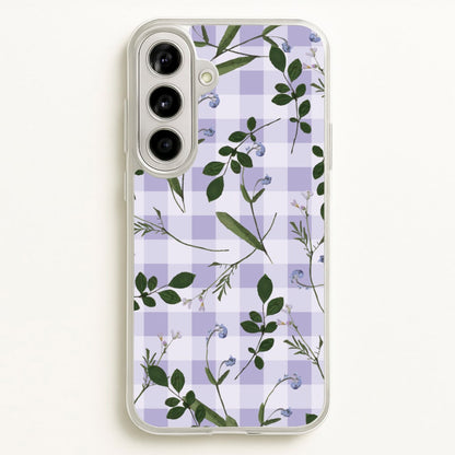 Checkered Pressed Flowers Pattern  - Floral Phone Case for Galaxy A56