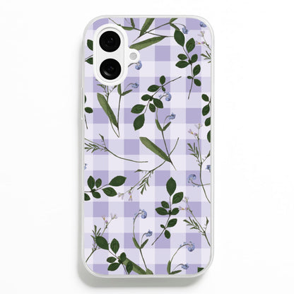 Checkered Pressed Flowers Pattern Phone Case