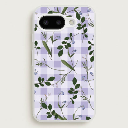 Checkered Pressed Flowers Pattern  - Floral Phone Case for Google Pixel 9a