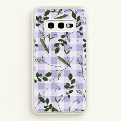 Checkered Pressed Flowers Pattern  - Floral Phone Case for Galaxy S10e