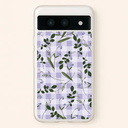 Checkered Pressed Flowers Pattern  - Floral Phone Case for Google Pixel 8a