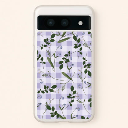 Checkered Pressed Flowers Pattern  - Floral Phone Case for Google Pixel 8a