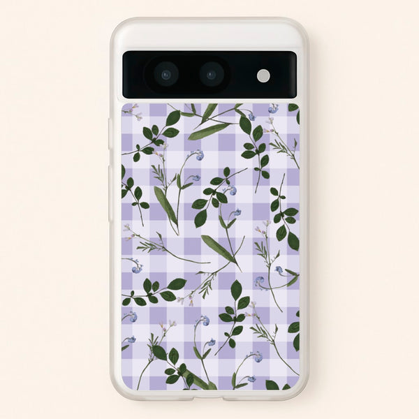 Checkered Pressed Flowers Pattern  - Floral Phone Case for Google Pixel 8a