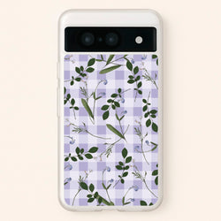 Checkered Pressed Flowers Pattern  - Floral Phone Case for Google Pixel 8