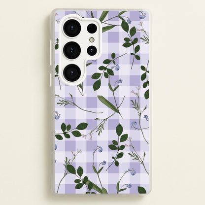 Checkered Pressed Flowers Pattern  - Floral Phone Case for Galaxy S25 Ultra