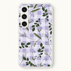 Checkered Pressed Flowers Pattern  - Floral Phone Case for Galaxy S25 Plus