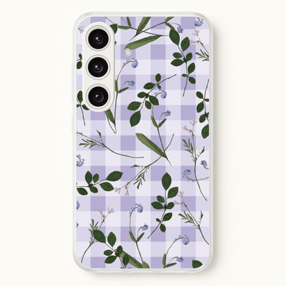 Checkered Pressed Flowers Pattern  - Floral Phone Case for Galaxy S25 Plus