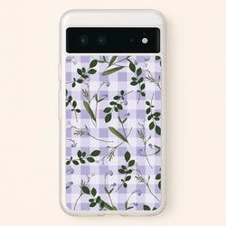 Checkered Pressed Flowers Pattern  - Floral Phone Case for Google Pixel 6