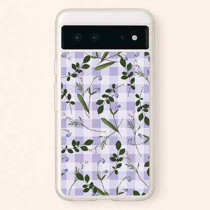 Checkered Pressed Flowers Pattern  - Floral Phone Case for Google Pixel 6