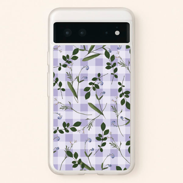 Checkered Pressed Flowers Pattern  - Floral Phone Case for Google Pixel 6