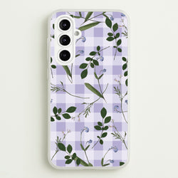 Checkered Pressed Flowers Pattern  - Floral Phone Case for Galaxy A16