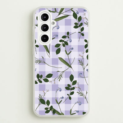 Checkered Pressed Flowers Pattern  - Floral Phone Case for Galaxy A16