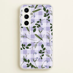 Checkered Pressed Flowers Pattern  - Floral Phone Case for Galaxy A54