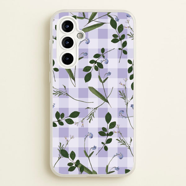 Checkered Pressed Flowers Pattern  - Floral Phone Case for Galaxy A54