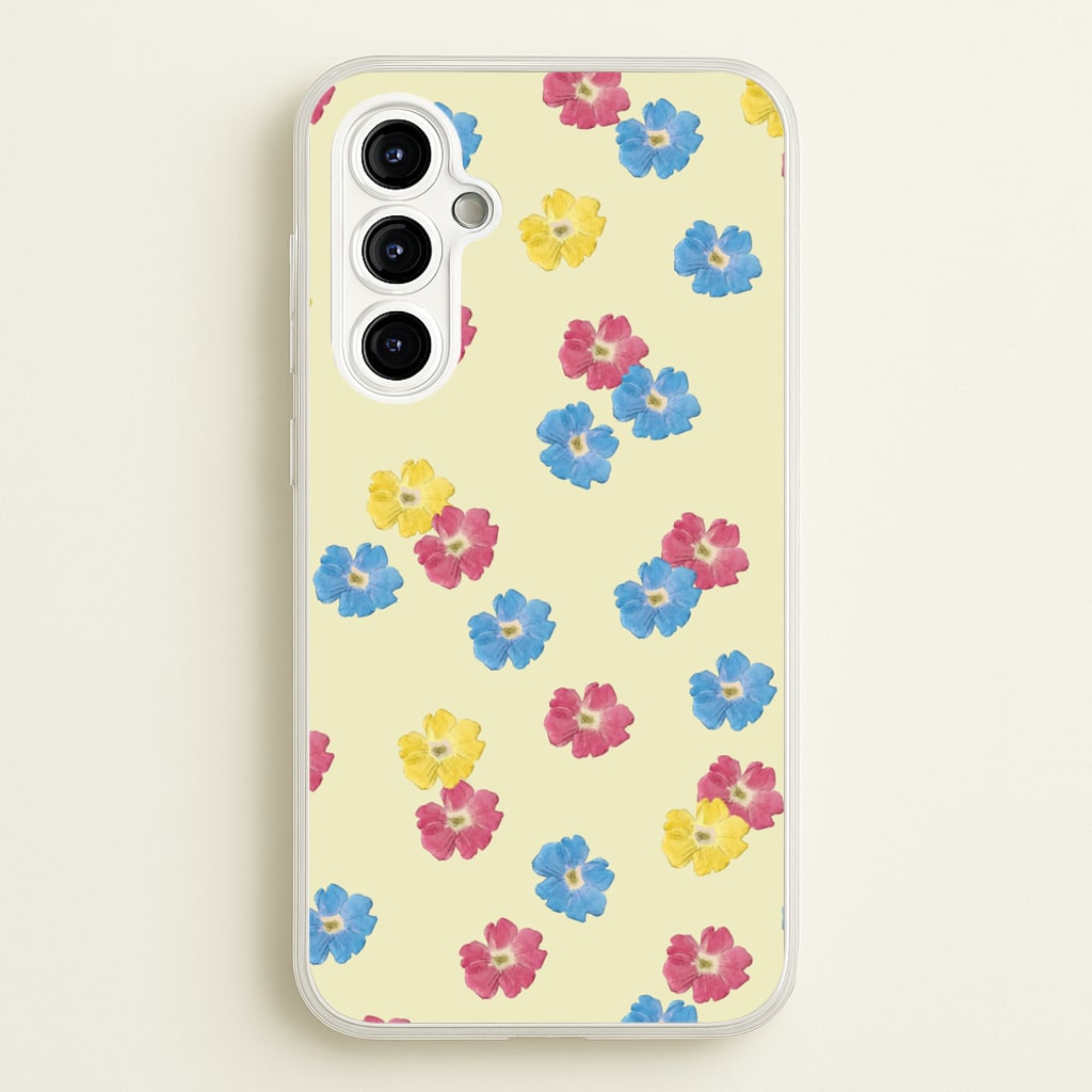 Pastel Pressed Flowers Pattern  - Floral Phone Case for Galaxy A54