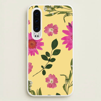 Pressed Plants Yellow  - Floral Phone Case for Huawei P30