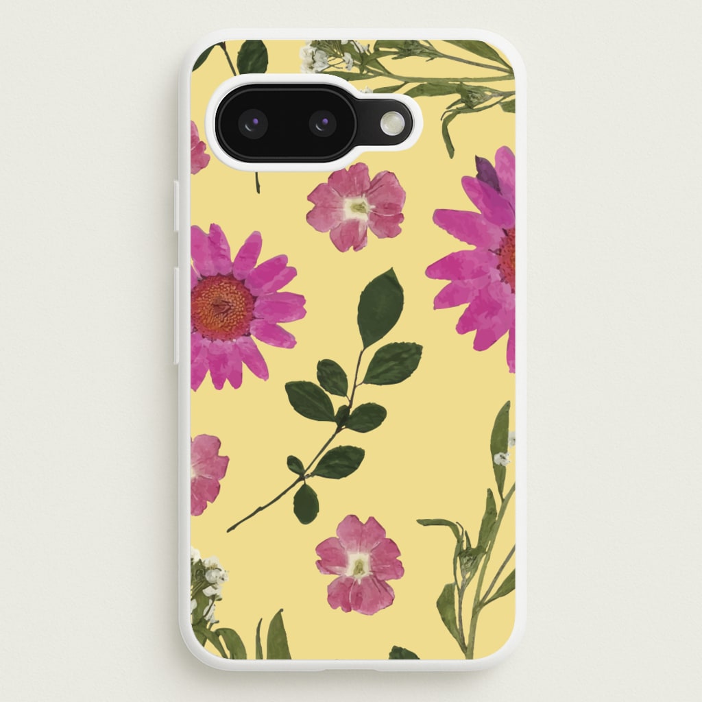 Pressed Plants Yellow  - Floral Phone Case for Google Pixel 9a