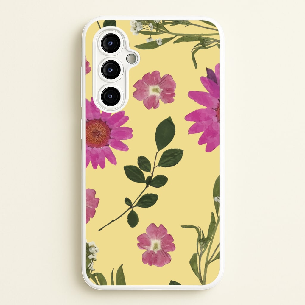 Pressed Plants Yellow  - Floral Phone Case for Galaxy A54