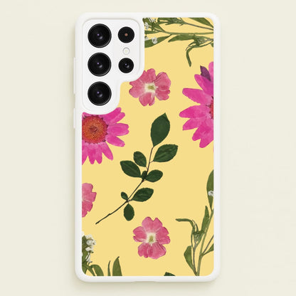 Pressed Plants Yellow  - Floral Phone Case for Galaxy S22 Ultra