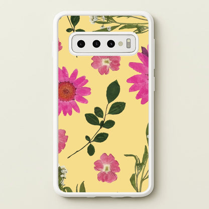 Pressed Plants Yellow  - Floral Phone Case for Galaxy S10