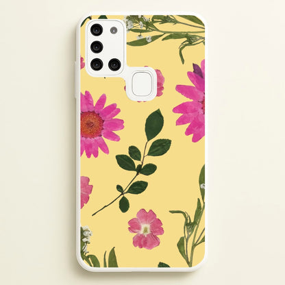 Pressed Plants Yellow  - Floral Phone Case for Galaxy A21s