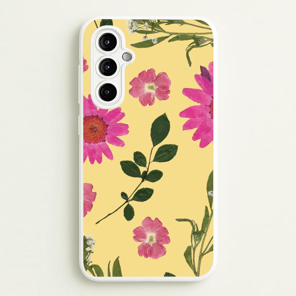 Pressed Plants Yellow  - Floral Phone Case for Galaxy A14