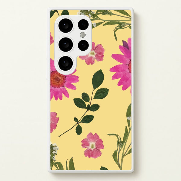 Pressed Plants Yellow  - Floral Phone Case for Galaxy S24 Ultra