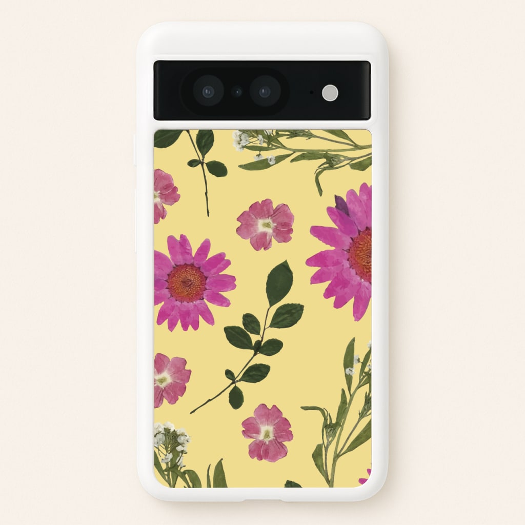 Pressed Plants Yellow  - Floral Phone Case for Google Pixel 8