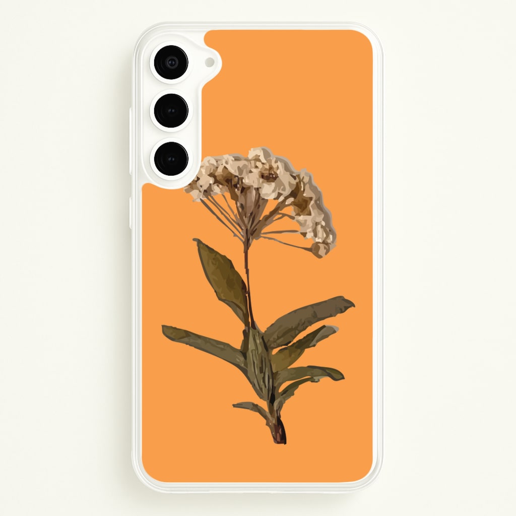 Bright Orange Pressed Flower  - Floral Phone Case for Galaxy S23
